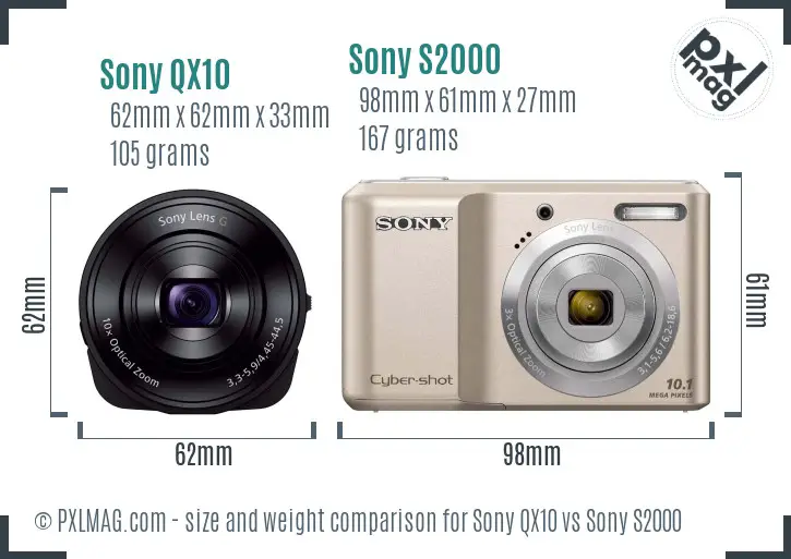 Sony QX10 vs Sony S2000 size comparison