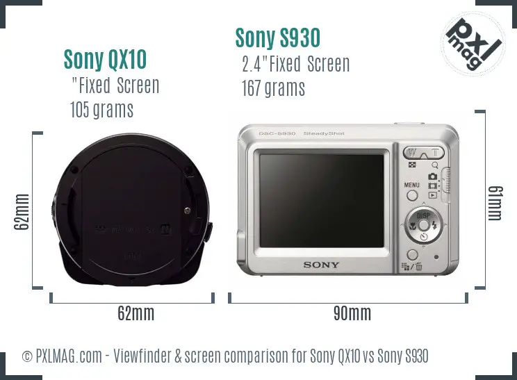 Sony QX10 vs Sony S930 Screen and Viewfinder comparison