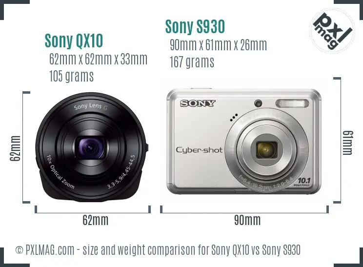 Sony QX10 vs Sony S930 size comparison