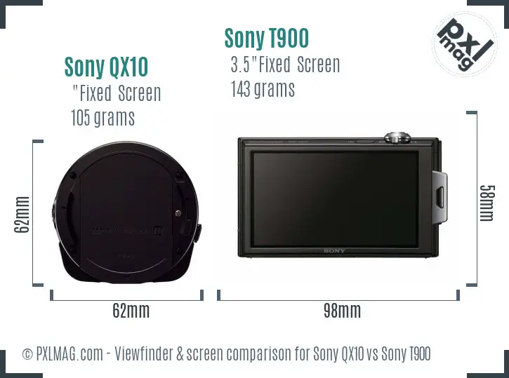 Sony QX10 vs Sony T900 Screen and Viewfinder comparison