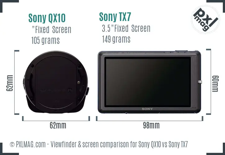 Sony QX10 vs Sony TX7 Screen and Viewfinder comparison