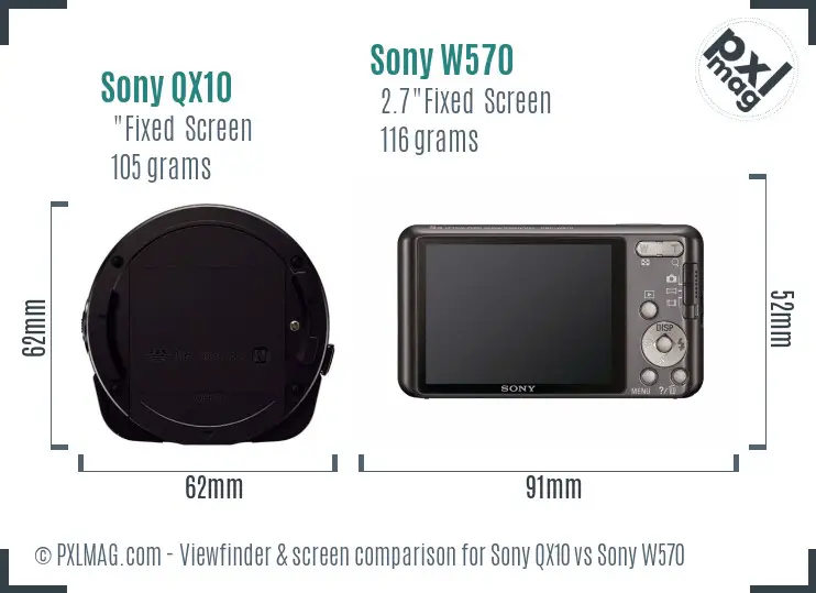 Sony QX10 vs Sony W570 Screen and Viewfinder comparison