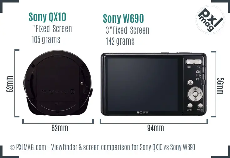 Sony QX10 vs Sony W690 Screen and Viewfinder comparison