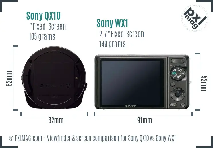 Sony QX10 vs Sony WX1 Screen and Viewfinder comparison