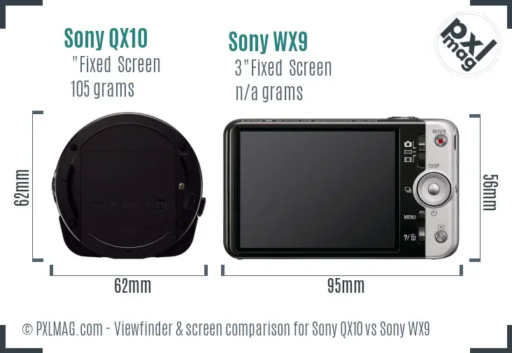 Sony QX10 vs Sony WX9 Screen and Viewfinder comparison