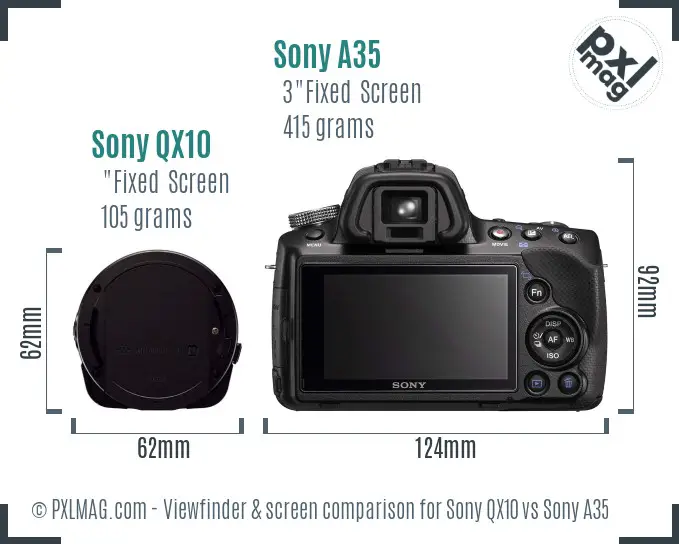 Sony QX10 vs Sony A35 Screen and Viewfinder comparison