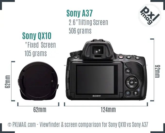 Sony QX10 vs Sony A37 Screen and Viewfinder comparison