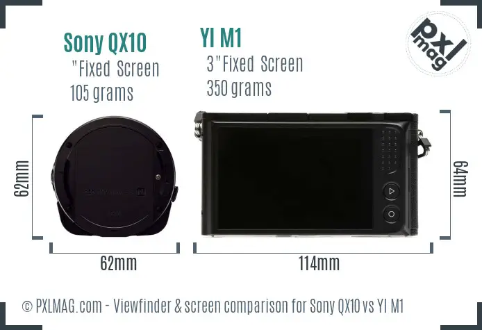 Sony QX10 vs YI M1 Screen and Viewfinder comparison