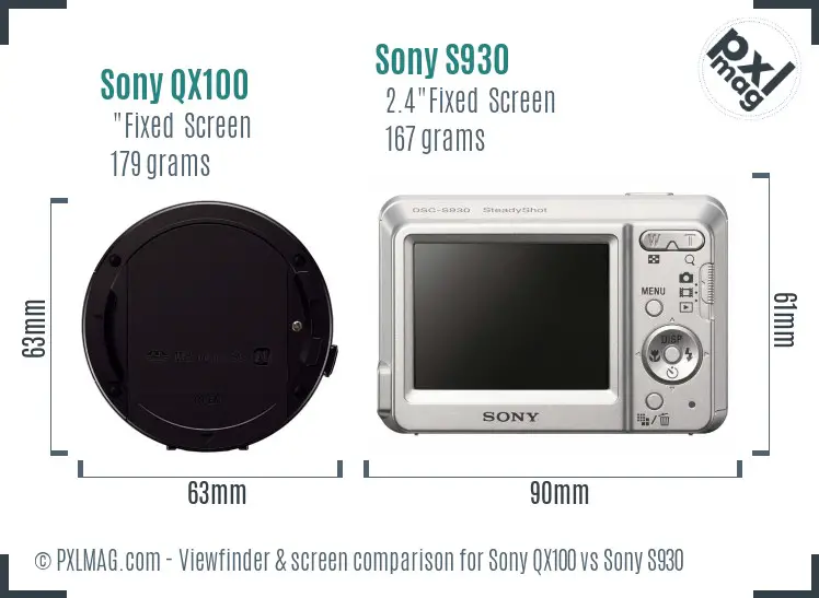 Sony QX100 vs Sony S930 Screen and Viewfinder comparison