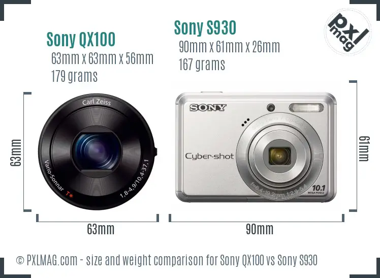 Sony QX100 vs Sony S930 size comparison