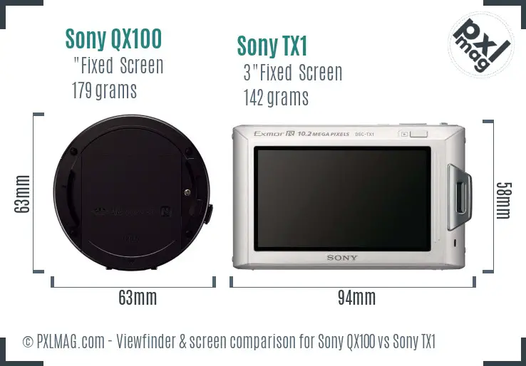Sony QX100 vs Sony TX1 Screen and Viewfinder comparison