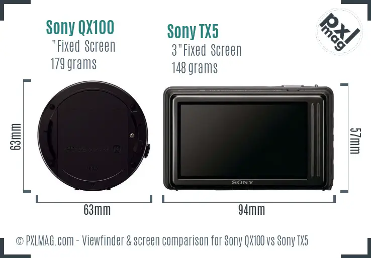 Sony QX100 vs Sony TX5 Screen and Viewfinder comparison