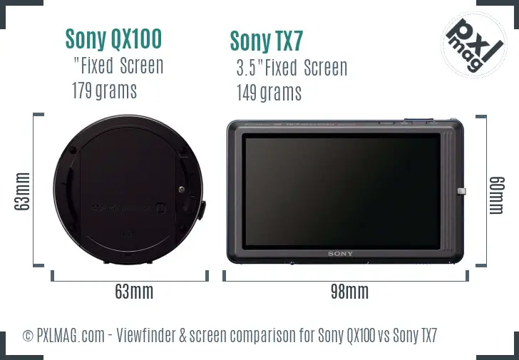 Sony QX100 vs Sony TX7 Screen and Viewfinder comparison