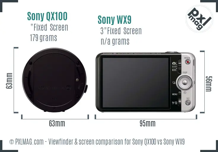 Sony QX100 vs Sony WX9 Screen and Viewfinder comparison