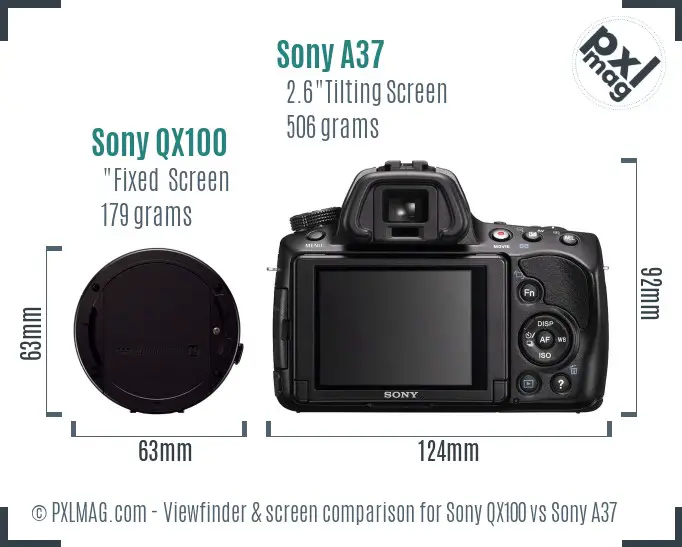 Sony QX100 vs Sony A37 Screen and Viewfinder comparison