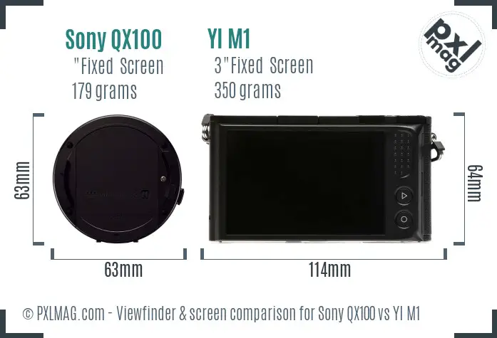Sony QX100 vs YI M1 Screen and Viewfinder comparison