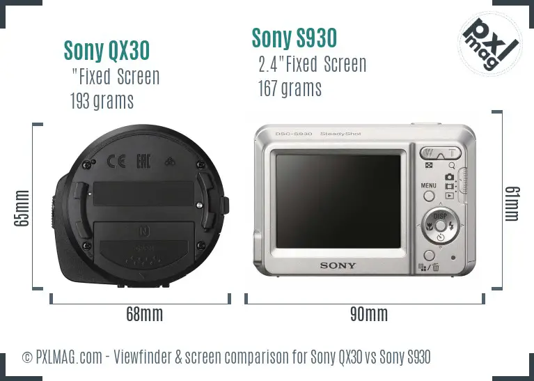 Sony QX30 vs Sony S930 Screen and Viewfinder comparison