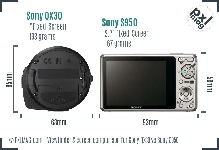 Sony QX30 vs Sony S950 Screen and Viewfinder comparison