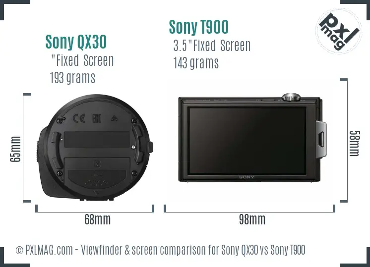 Sony QX30 vs Sony T900 Screen and Viewfinder comparison