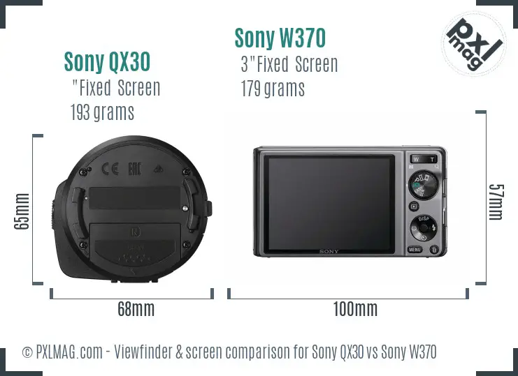 Sony QX30 vs Sony W370 Screen and Viewfinder comparison