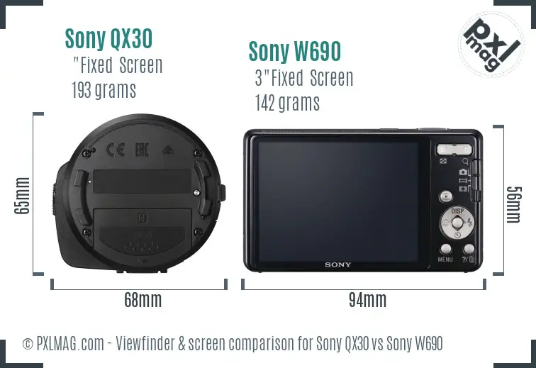 Sony QX30 vs Sony W690 Screen and Viewfinder comparison