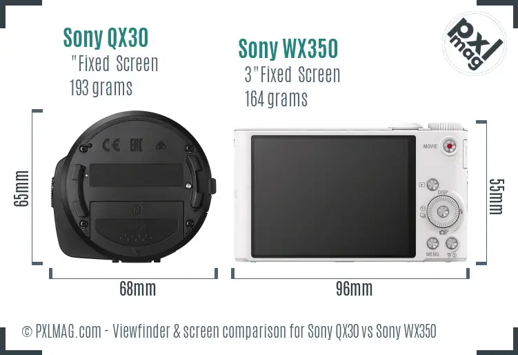 Sony QX30 vs Sony WX350 Screen and Viewfinder comparison