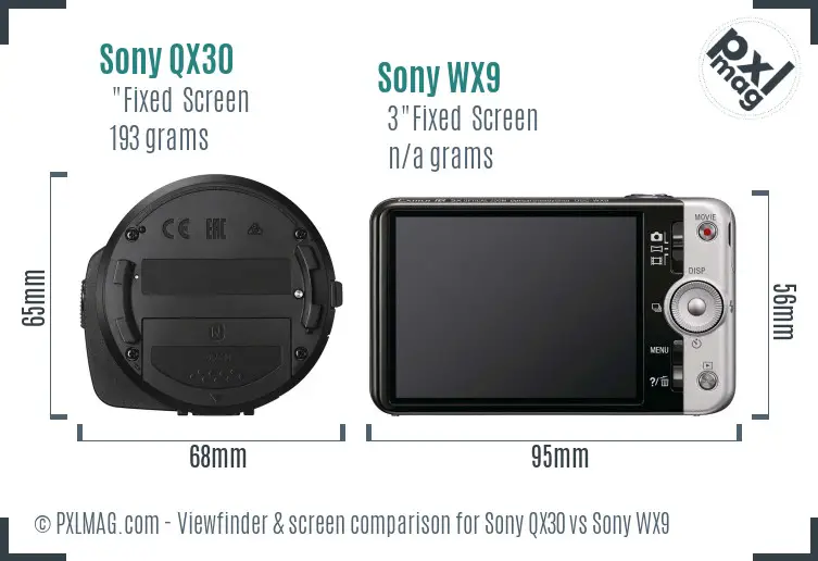Sony QX30 vs Sony WX9 Screen and Viewfinder comparison