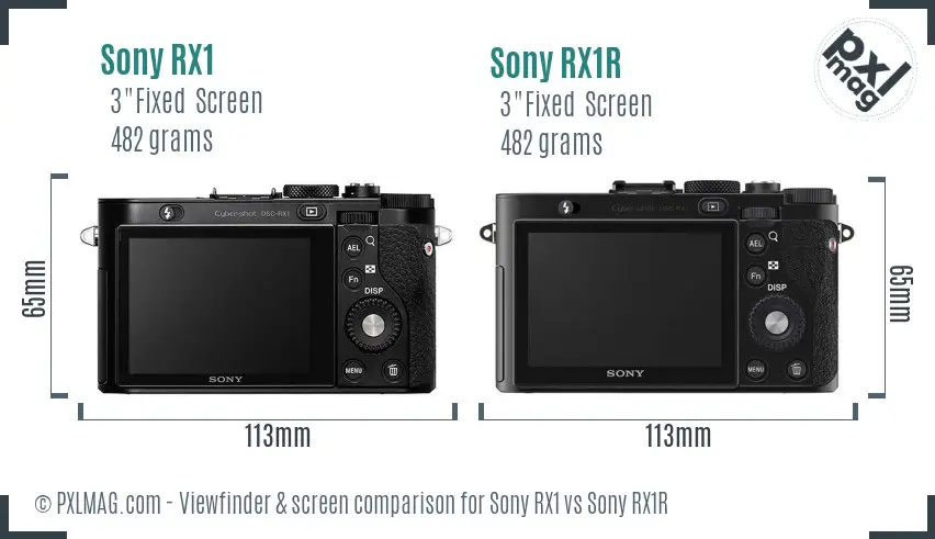 Sony RX1 vs Sony RX1R Screen and Viewfinder comparison