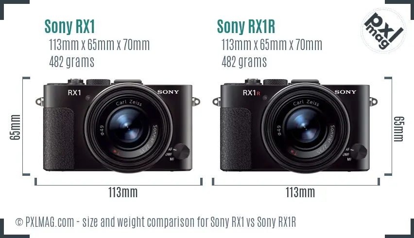 Sony RX1 vs Sony RX1R size comparison