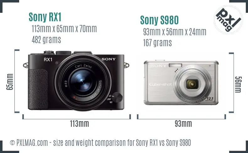 Sony RX1 vs Sony S980 size comparison
