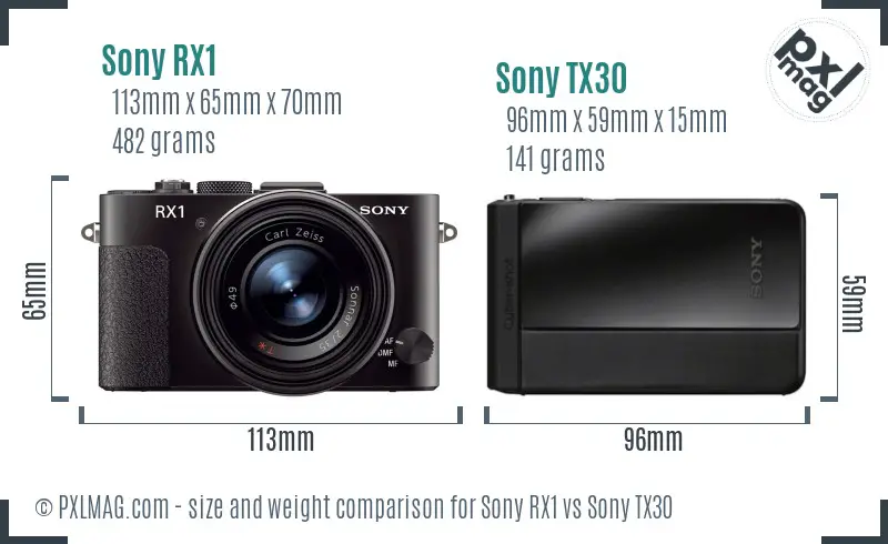 Sony RX1 vs Sony TX30 size comparison