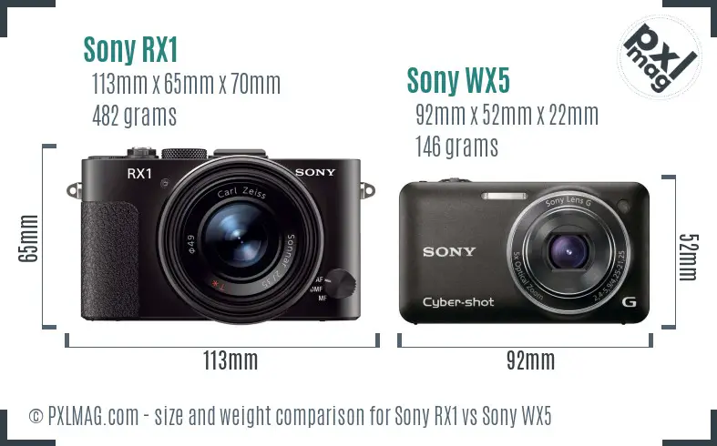 Sony RX1 vs Sony WX5 size comparison