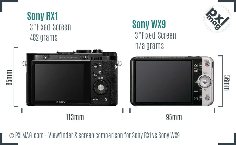 Sony RX1 vs Sony WX9 Screen and Viewfinder comparison
