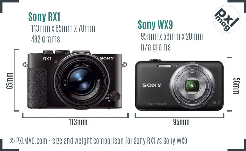 Sony RX1 vs Sony WX9 size comparison
