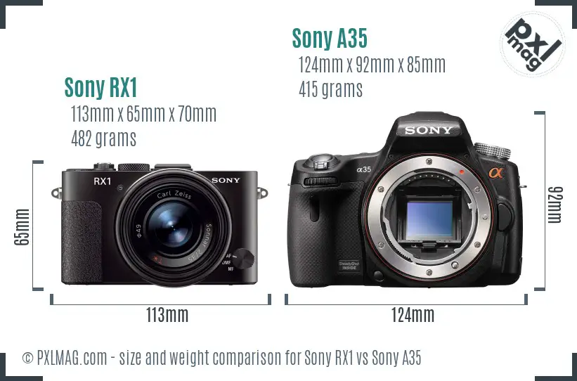 Sony RX1 vs Sony A35 size comparison