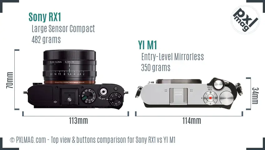 Sony RX1 vs YI M1 top view buttons comparison