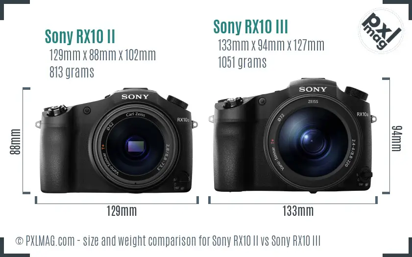 Sony RX10 II vs Sony RX10 III size comparison