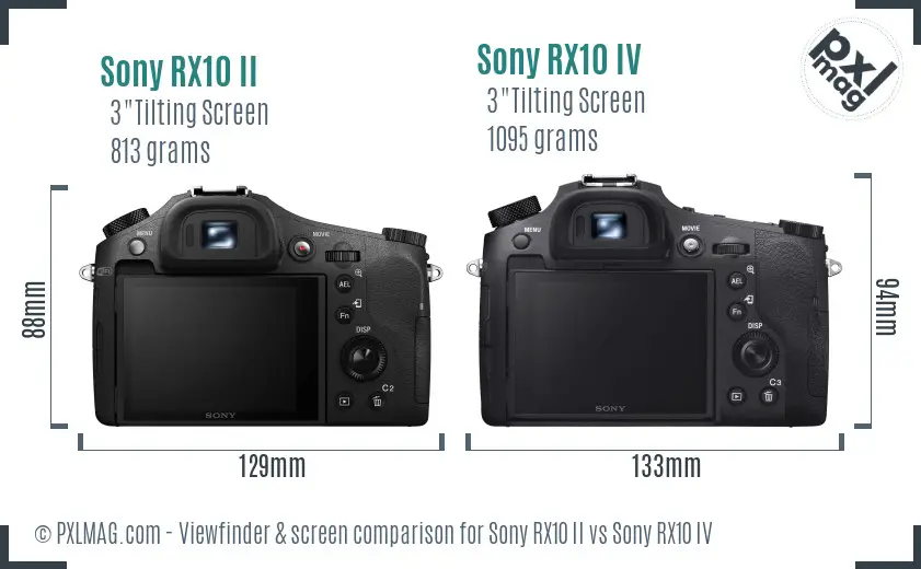 Sony RX10 II vs Sony RX10 IV Screen and Viewfinder comparison