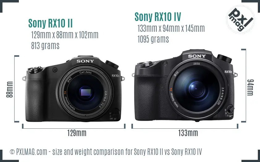Sony RX10 II vs Sony RX10 IV size comparison