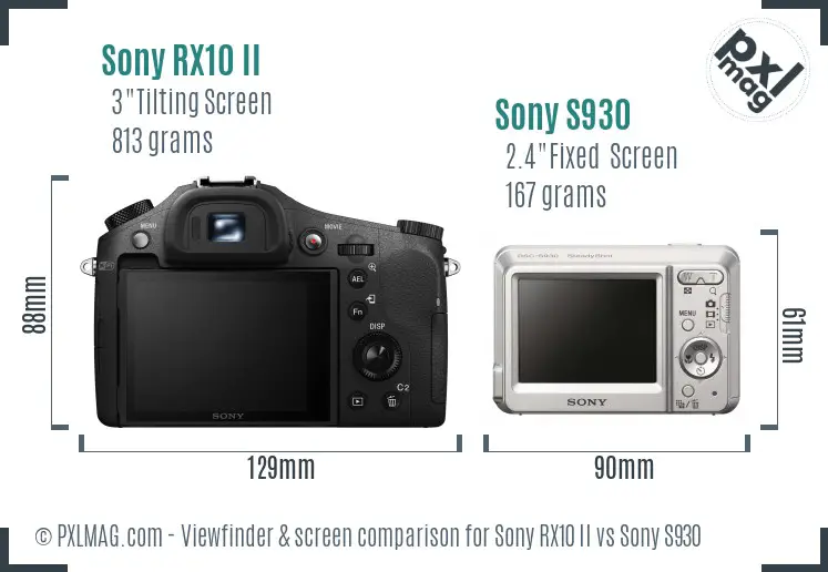 Sony RX10 II vs Sony S930 Screen and Viewfinder comparison