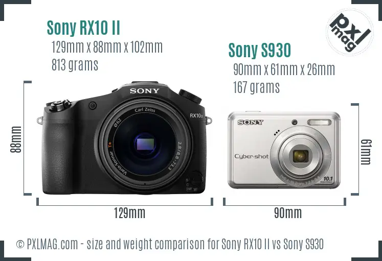 Sony RX10 II vs Sony S930 size comparison