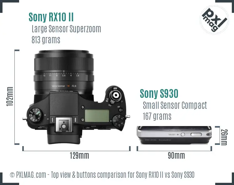 Sony RX10 II vs Sony S930 top view buttons comparison