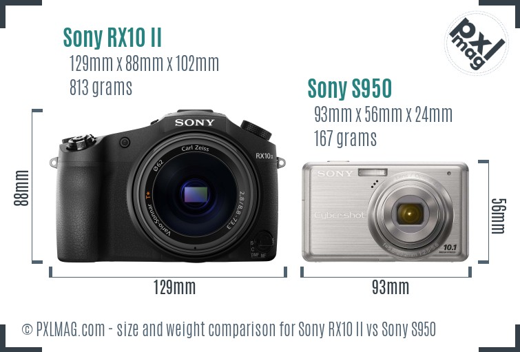 Sony RX10 II vs Sony S950 size comparison