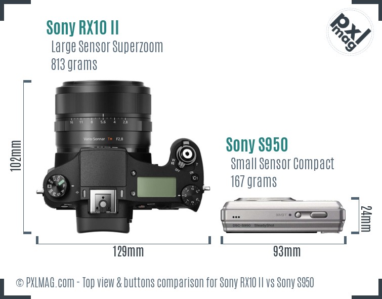 Sony RX10 II vs Sony S950 top view buttons comparison