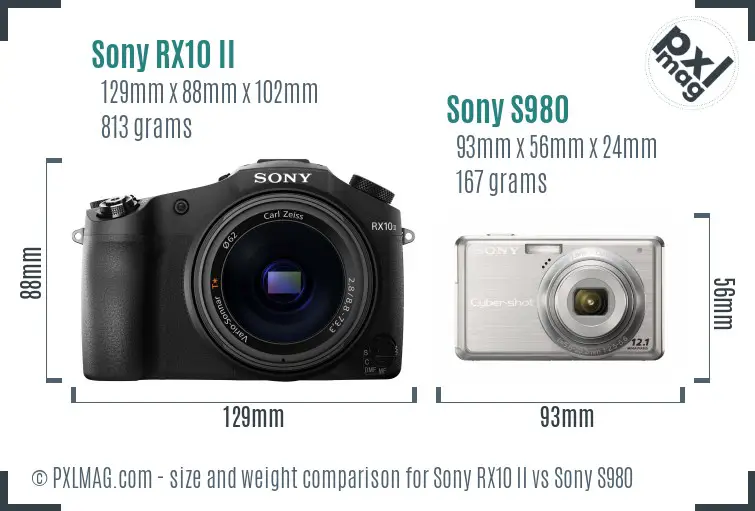 Sony RX10 II vs Sony S980 size comparison