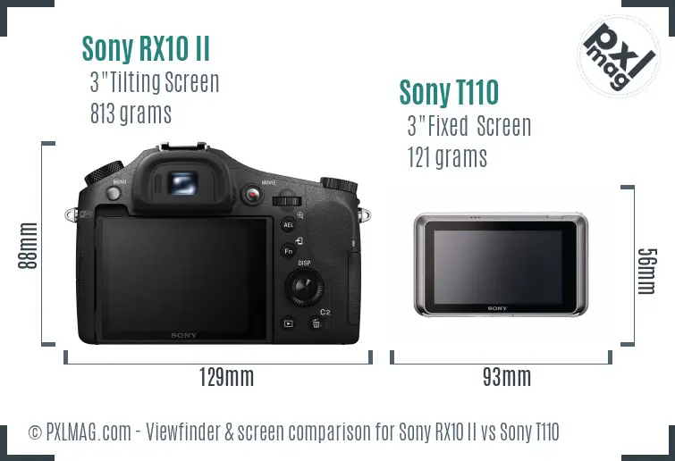 Sony RX10 II vs Sony T110 Screen and Viewfinder comparison