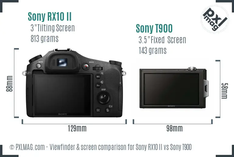 Sony RX10 II vs Sony T900 Screen and Viewfinder comparison