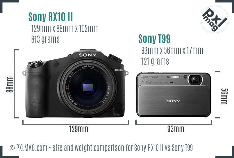 Sony RX10 II vs Sony T99 size comparison