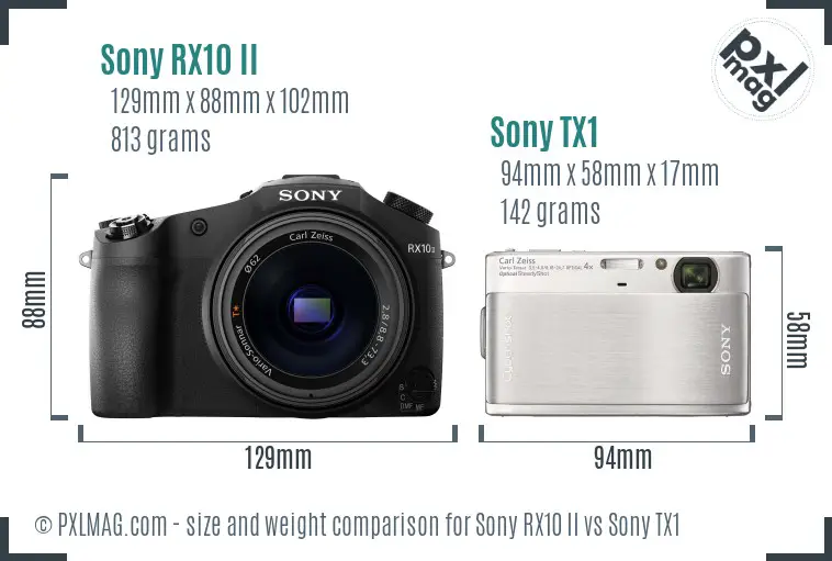 Sony RX10 II vs Sony TX1 size comparison