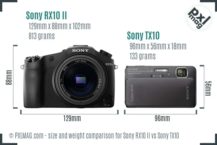 Sony RX10 II vs Sony TX10 size comparison